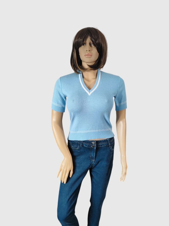 T-shirt Dralon Bleu Clair, Taille Unique, Style Sport Chic - Vintage et Confortable !