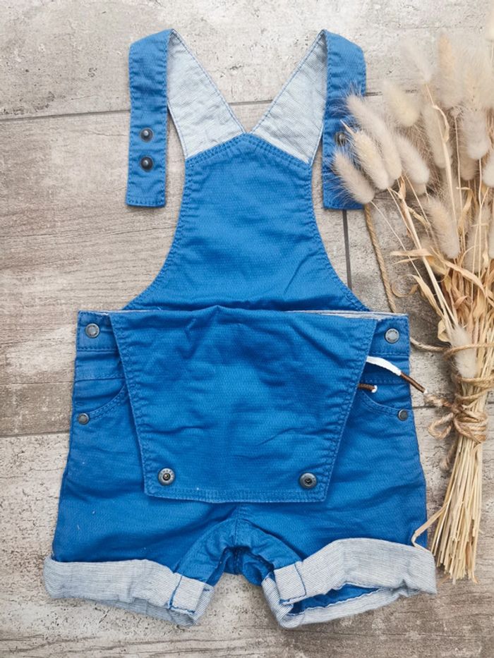 🌺Obaibi Très jolie salopette short 6 mois bebe garçon bleu blanc - photo numéro 6