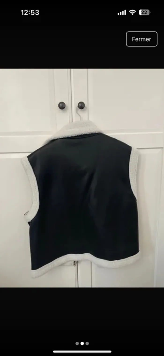 Veste sans manche en cuir et fourrure - photo numéro 2