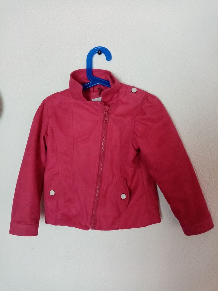 4 ans orchestra veste blouson rose style perfecto aspect daim toutes saisons /Excellent état - photo numéro 3