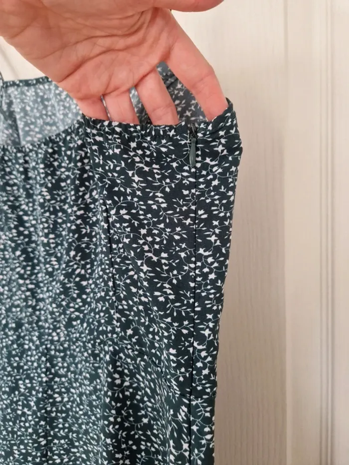 Jolie robe d'été verte à motifs blanc femme shein taille XS/34 - photo numéro 4