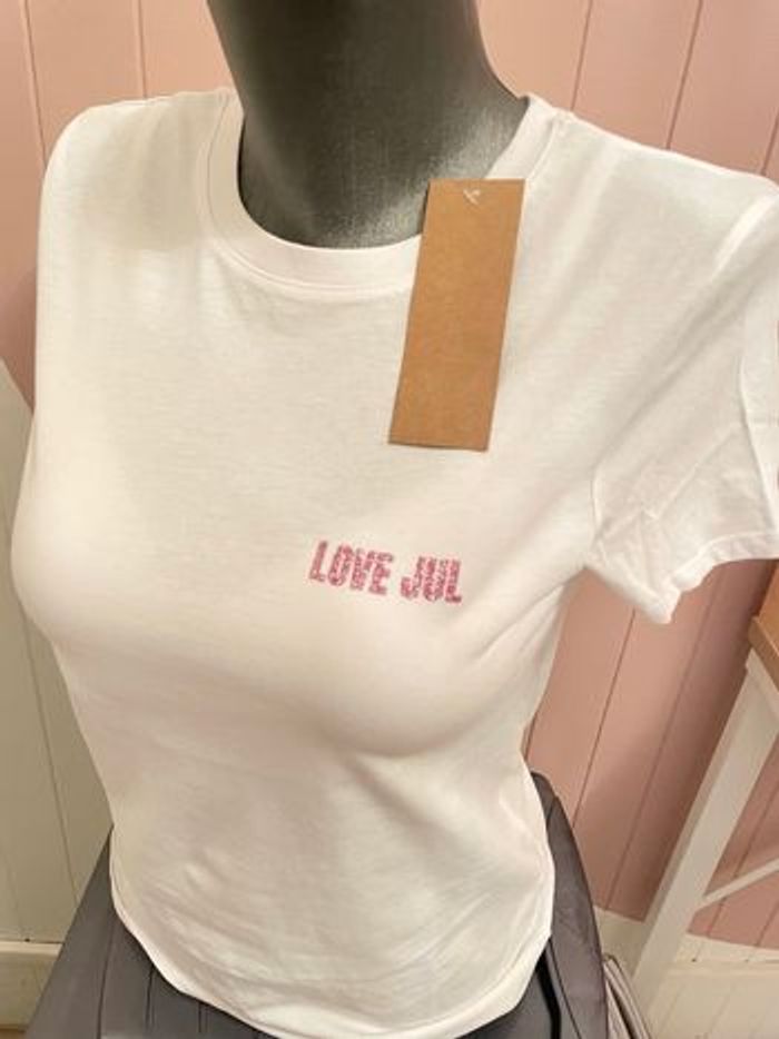Pink Jul box t-shirt blanc rose paillettes - photo numéro 5