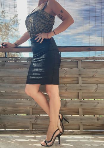 Jupe crayon noir effet cuir taille S  Morgan