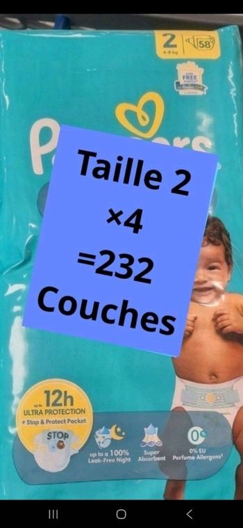 Couches pampers taille 2  ×4