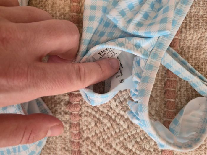 Maillot deux pièces vichy bleu ciel 2 ans Shein neuf - photo numéro 2