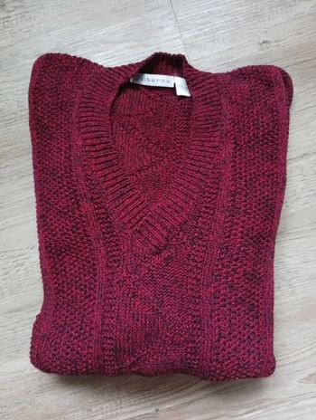 Pull en maille torsadée Claiborne– Taille S - Bordeaux / Noir