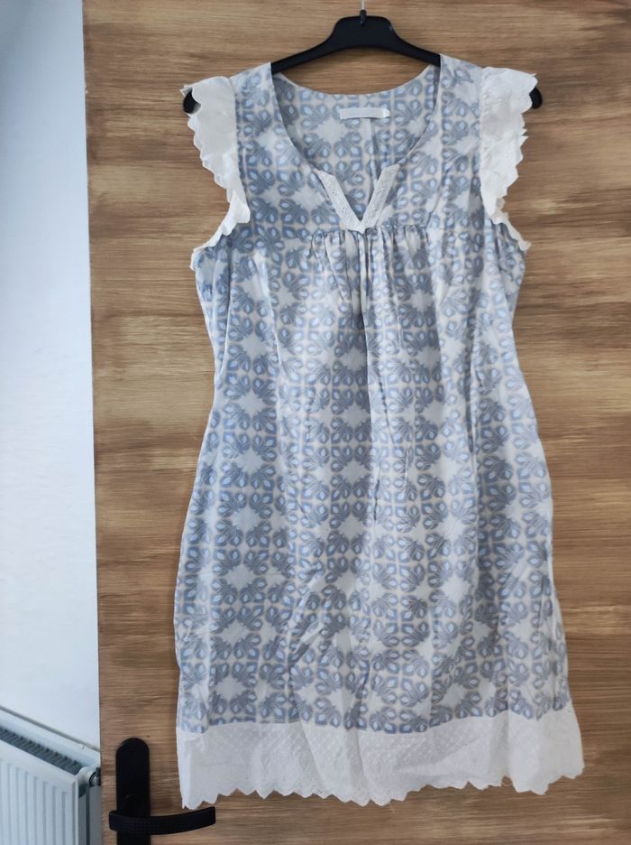 Robe courte see you soon beige bleu dentelle 38