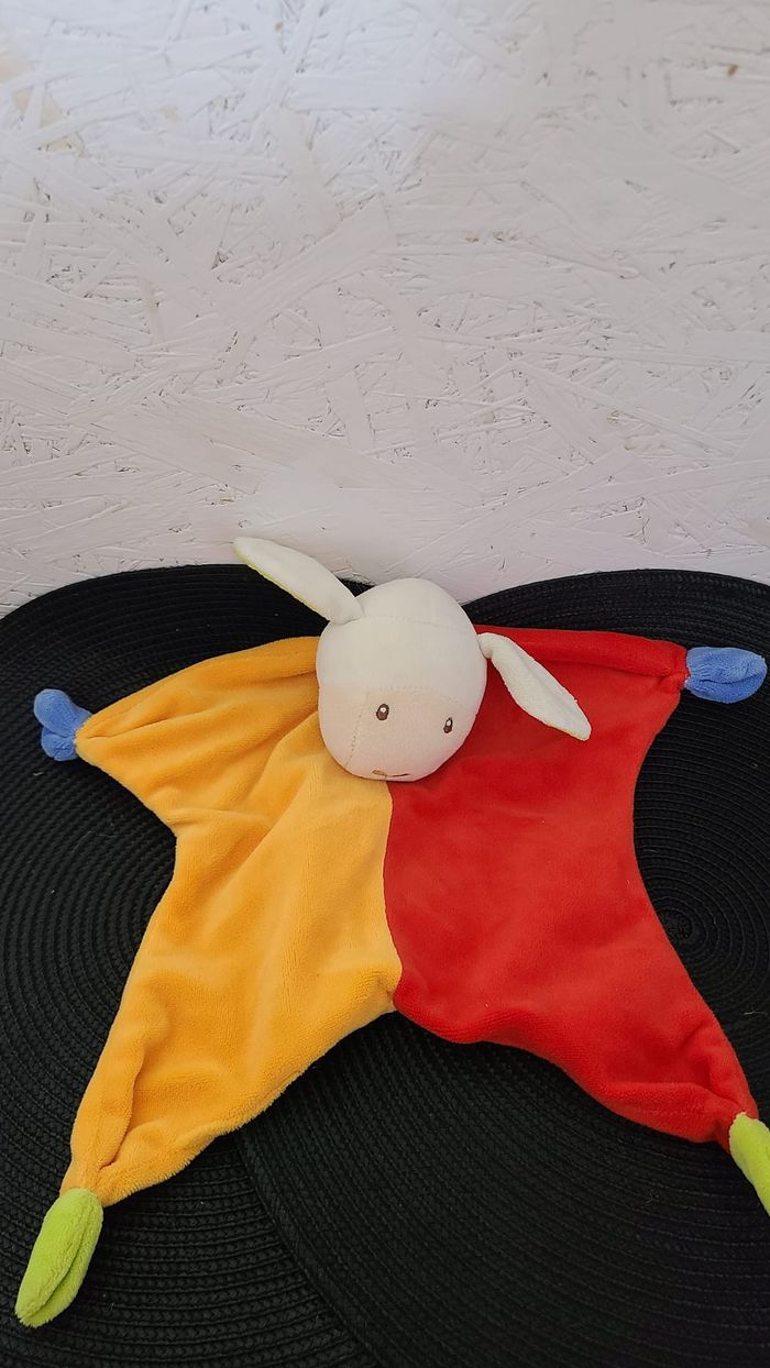 Doudou plat mouton agneau rouge orange PARADISE TOYS