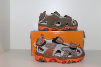 petite sandales nus pieds marron et orange 23
