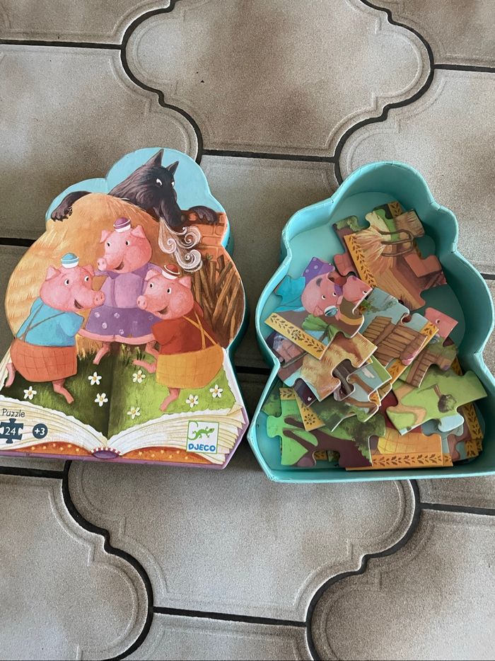Puzzle 24 pièces les trois petits cochons - Djeco - photo numéro 2