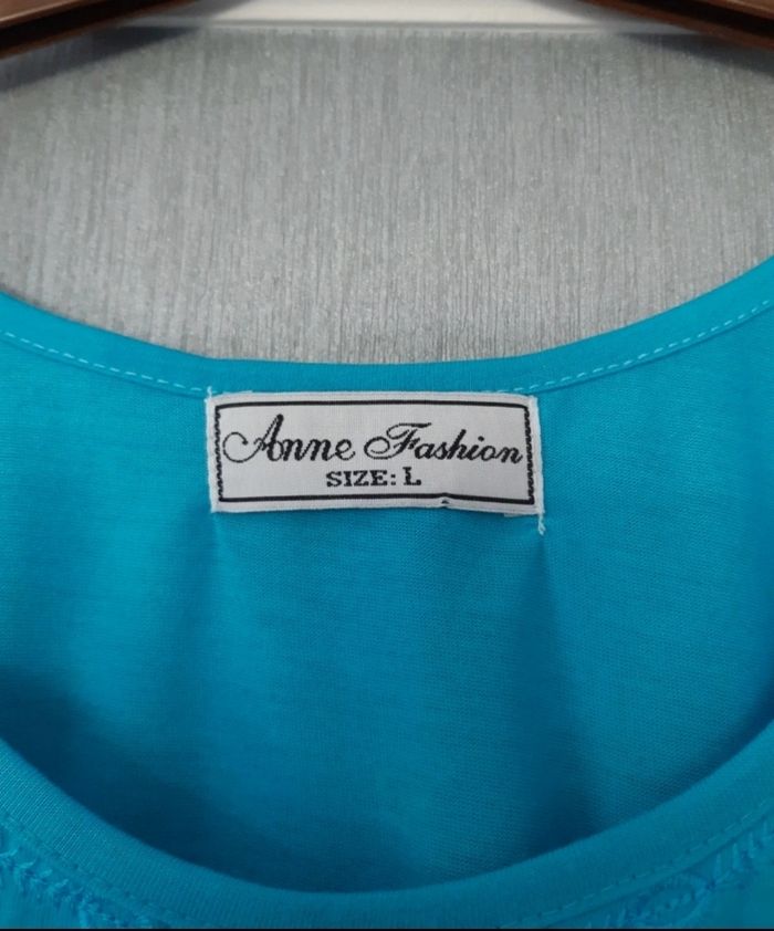 Tee-shirt Anne Fashion turquoise Taille L - photo numéro 4