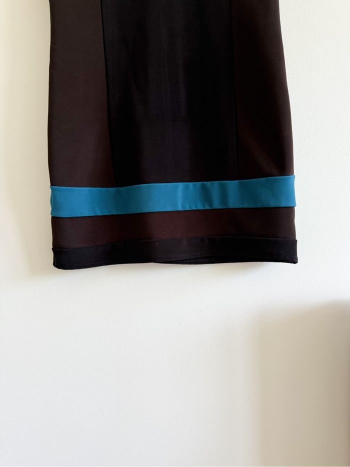 Robe droite marron noir turquoise made in italy taille 40 L - photo numéro 3