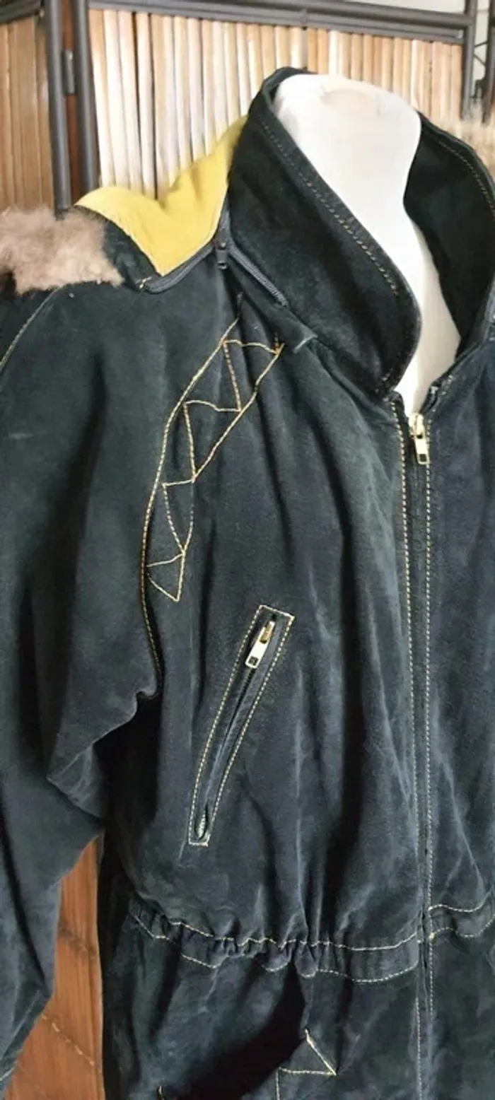 Blouson femme cuir noir "RT International" taille L - photo numéro 3