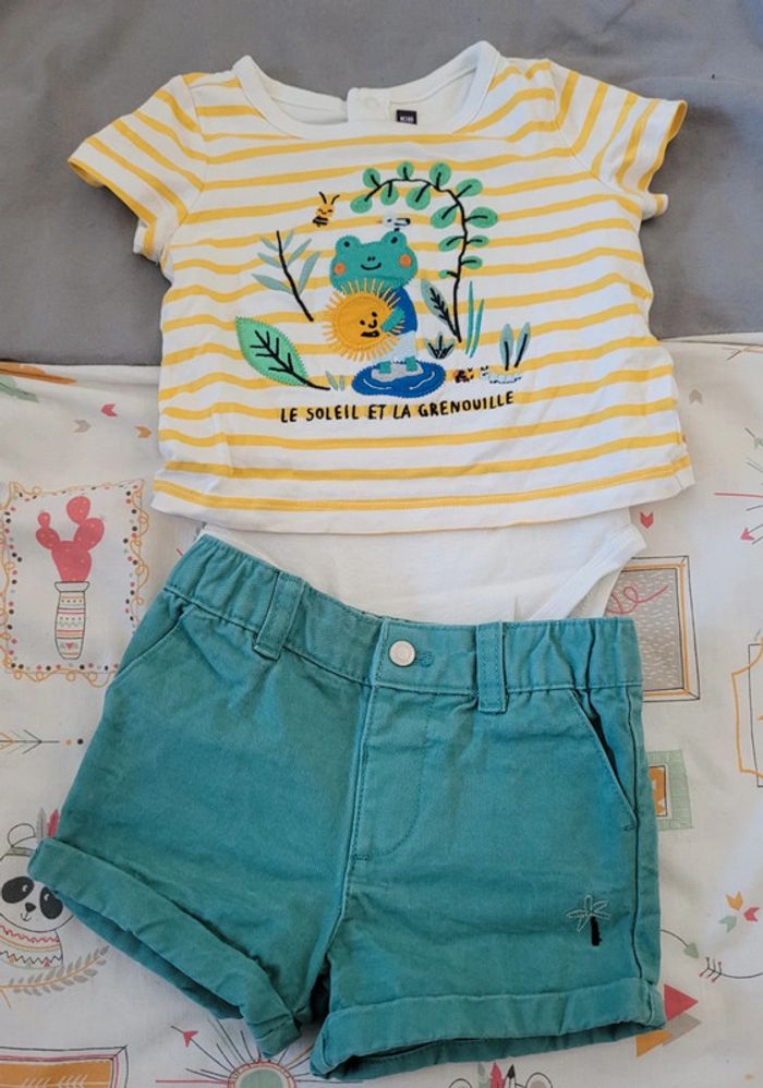 Ensemble t-shirt body + short 6 mois