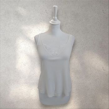 Débardeur caraco blanc décolleté dentelle taille S