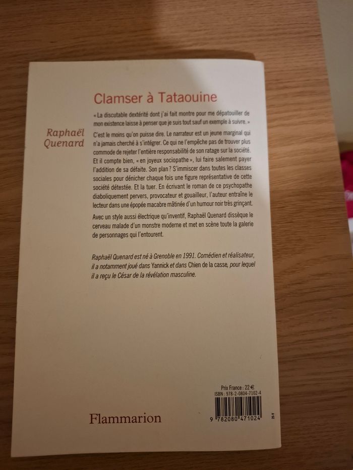 Livre Raphaël Quenard Clamser à Tataouine - photo numéro 2