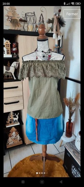 Magnifique haut neuf top tee T-shirt blouse tunique épaules dénudées