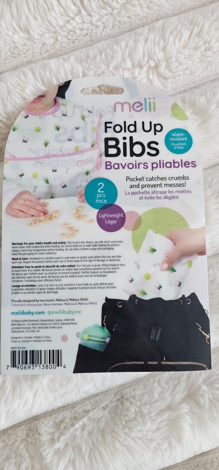 Lot de 2 bavoirs imperméable Melii Neufs - photo numéro 4