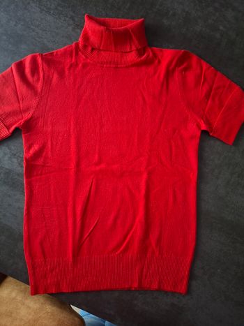Sous pull col roulé manches courtes rouge neuf