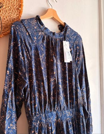 Robe longue IKKS bleu marine à motifs