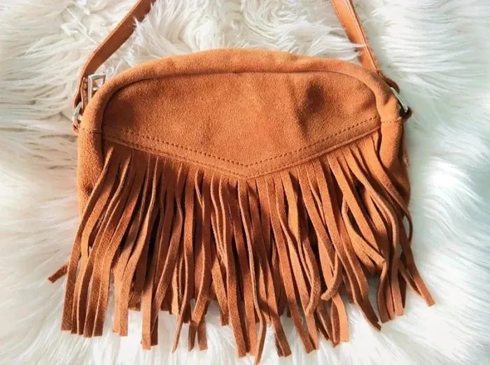 👜Magnifique petit sac en croute de cuir camel pimkie neuf jamais porté