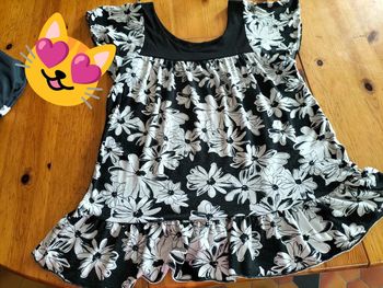 Maillot fleurs noir et blanc 40