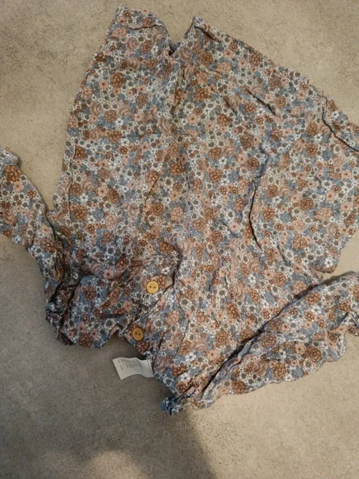 Robe fleurs violettes manches longues H&M 74cm - photo numéro 3