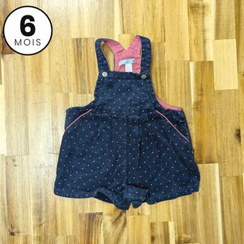 Salopette short en velours côtelé bleu et rose - bébé fille 6 mois