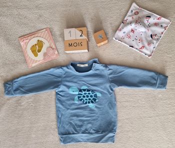 Sweat bleu Little Celebs 12M (TBE)