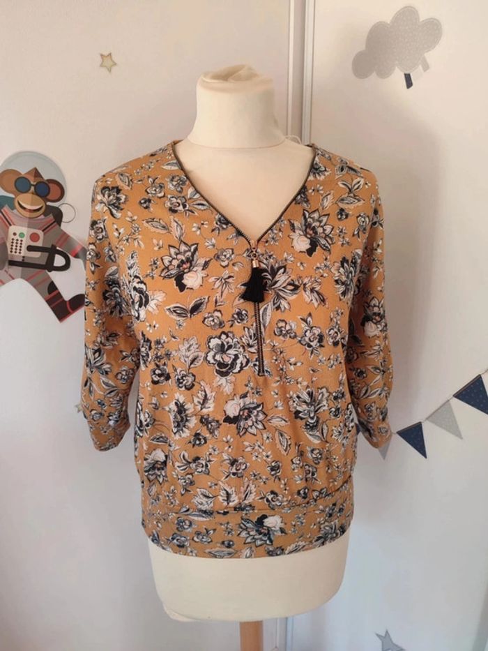 Blouse jaune fleuri la halle taille S très bon état
