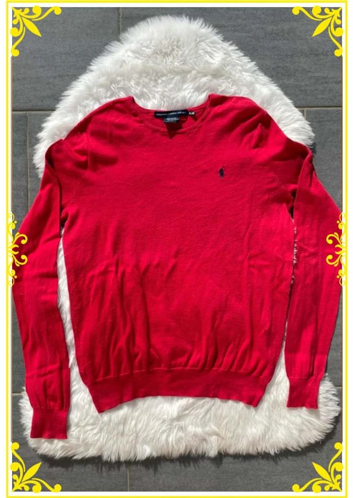 Pull Col Rond Ralph Lauren Rouge |XL| Cavalier Noir - photo numéro 3