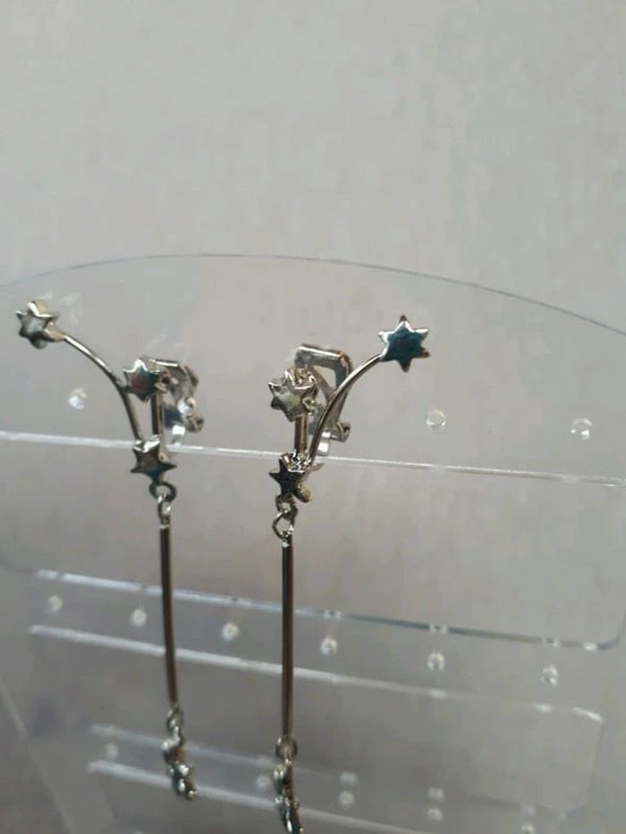 Boucles d'oreilles clips argenté étoiles - photo numéro 3