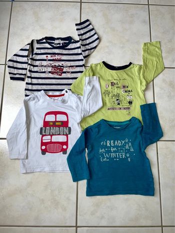 Lot de 4 tee shirts ML 18 mois