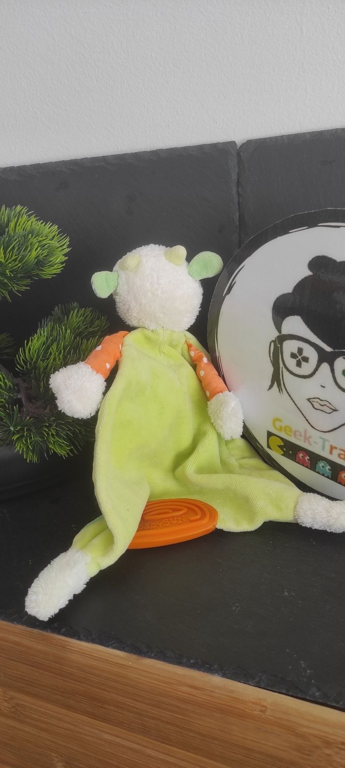 vache doudou plat blanc vert orange anneau de dentitions babysun rateau pelle - photo numéro 2