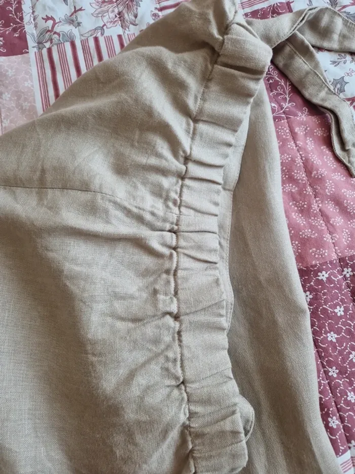 Jupe porte-feuille à nouer lin beige taille 46 très bon état - photo numéro 10