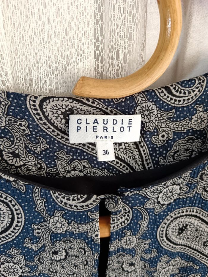 Claudie Pierlot | Robe Rizalde  bleu Et noir | t. 36 - photo numéro 9