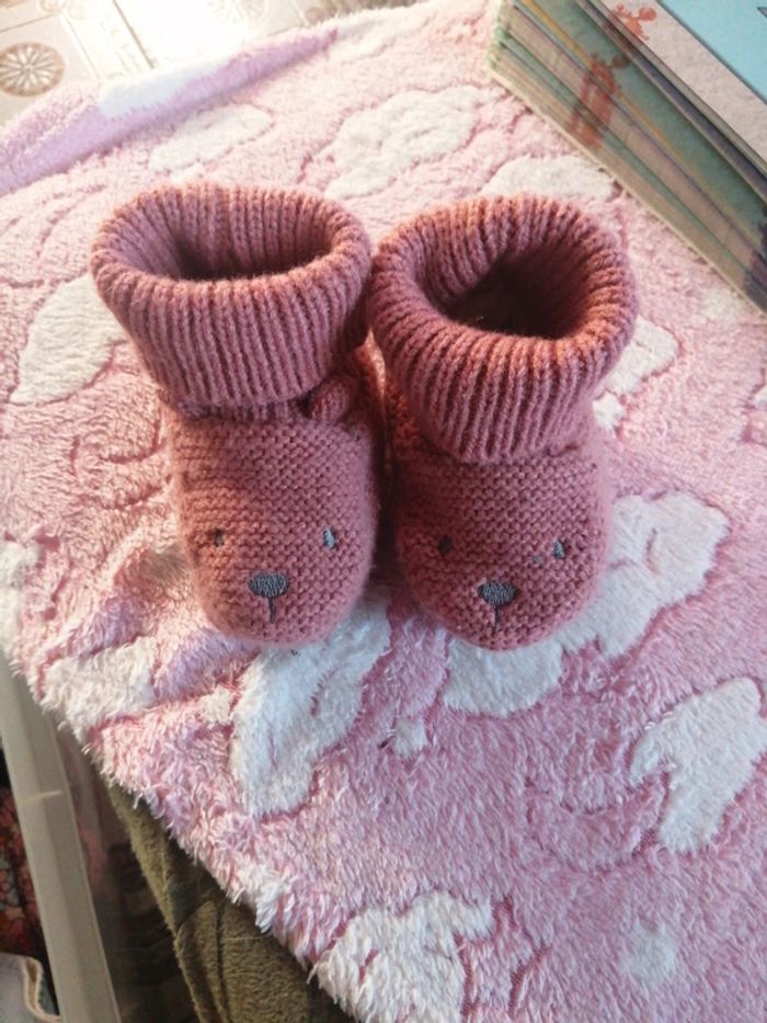 Chaussons chauds ours roses