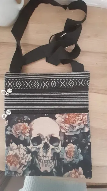 Sacoche en toile, 1 tête de mort, style Gothique, Punk