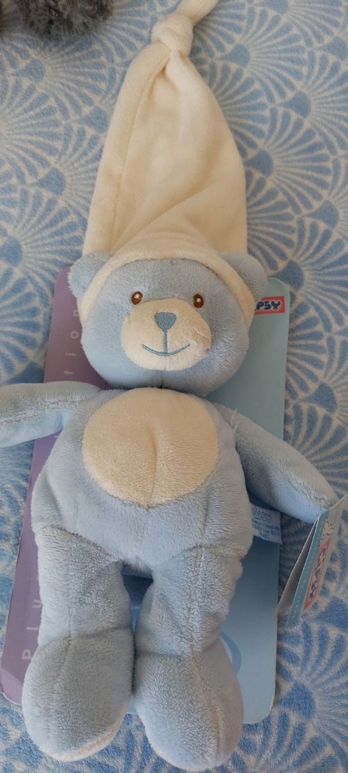 Doudou ourson dormeur bleu Gipsy toy - photo numéro 3