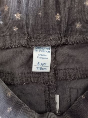 Pantalon fille velours gris avec petit étoile brillante