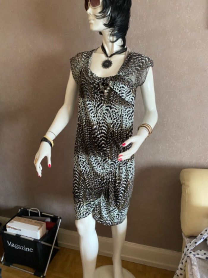 Robe fluide fonds kaki imprimée Liu Jo T40