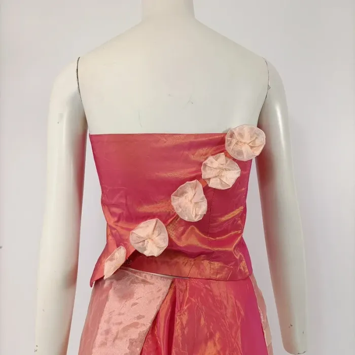 Bustier de soirée florale rouge et composite - M estimé A096 - photo numéro 5