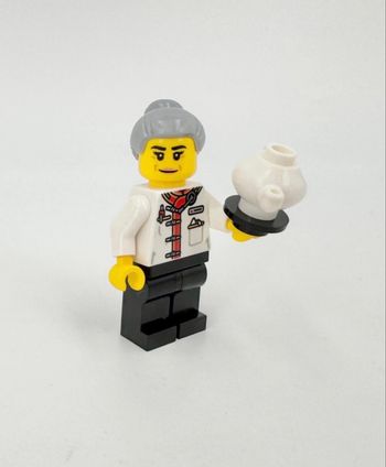 Lego Figurines Nouvel An Chinois : Serveuse (aux cheveux gris) en Restaurant - NEUF