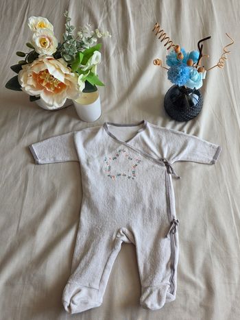 Vertbaudet Pyjama Naissance Coton Éponge Beige Très bon état 3 mois 60 cm