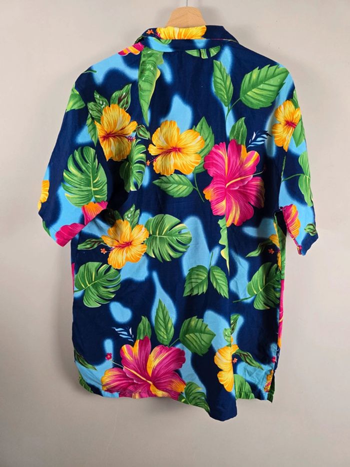 Chemise hawaïenne homme Ocean Blue fleurs tropicales multicolore M été vintage - photo numéro 5