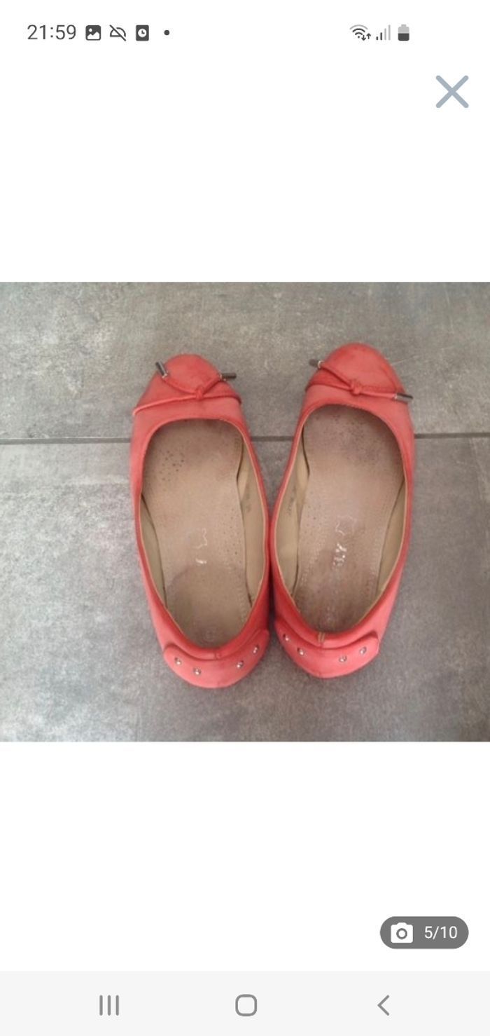 Ballerines saumon / corail pointure 38 - photo numéro 5