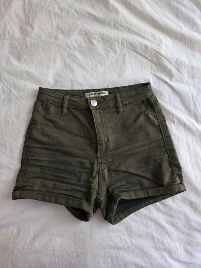 Short en jean kaki