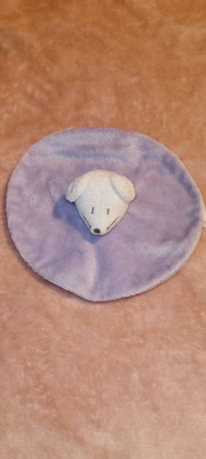 Doudou plat souris violet Grain de blé