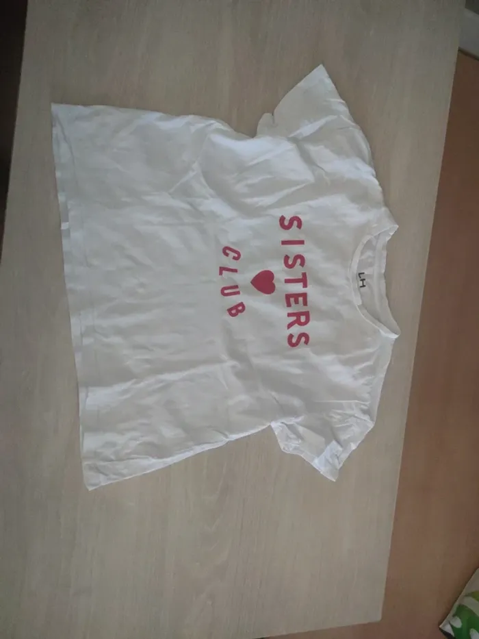 T-shirt manches courtes blanc sisters club la halle 12 ans - photo numéro 2