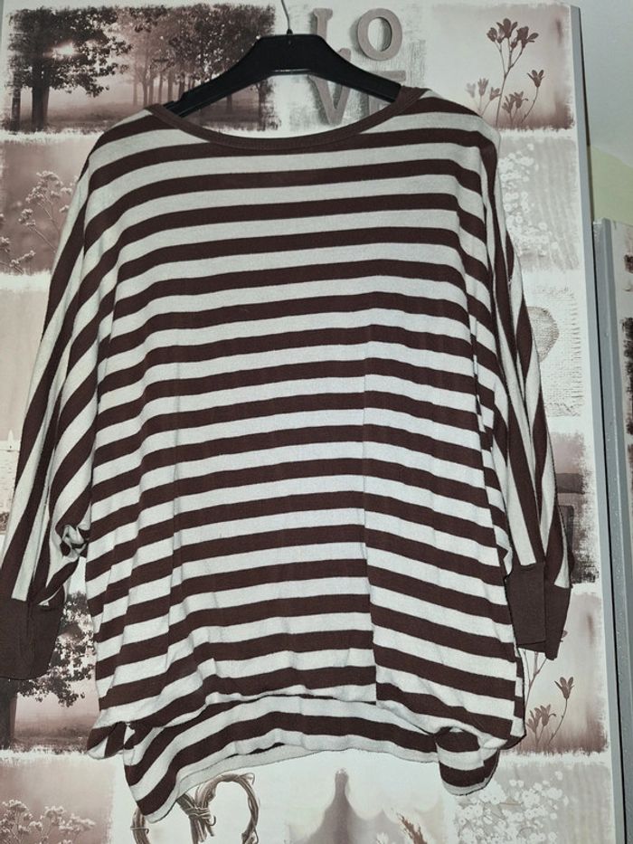 Haut à rayures marrons et blanches bonobo 36 - photo numéro 2